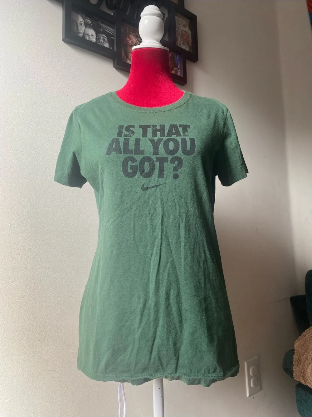 Nike Green Short-Sleeve Graphic Tee with Black Text